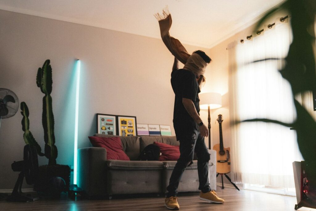 Man performing a simple mobility and stamina exercise