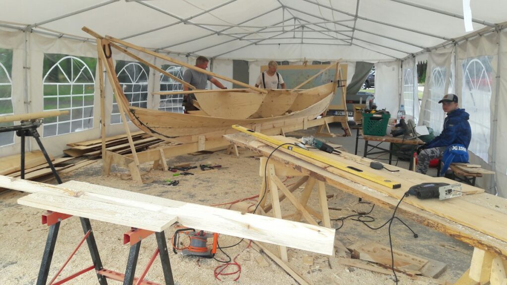 Wooden boat representing a first time boat building project