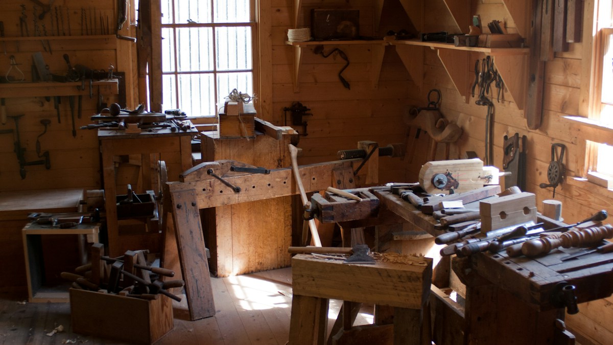 Plans and tools on a work table for project preparation