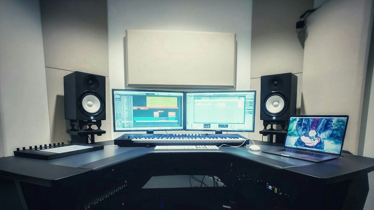 Dual monitor editing setup for reviewing a final YouTube export