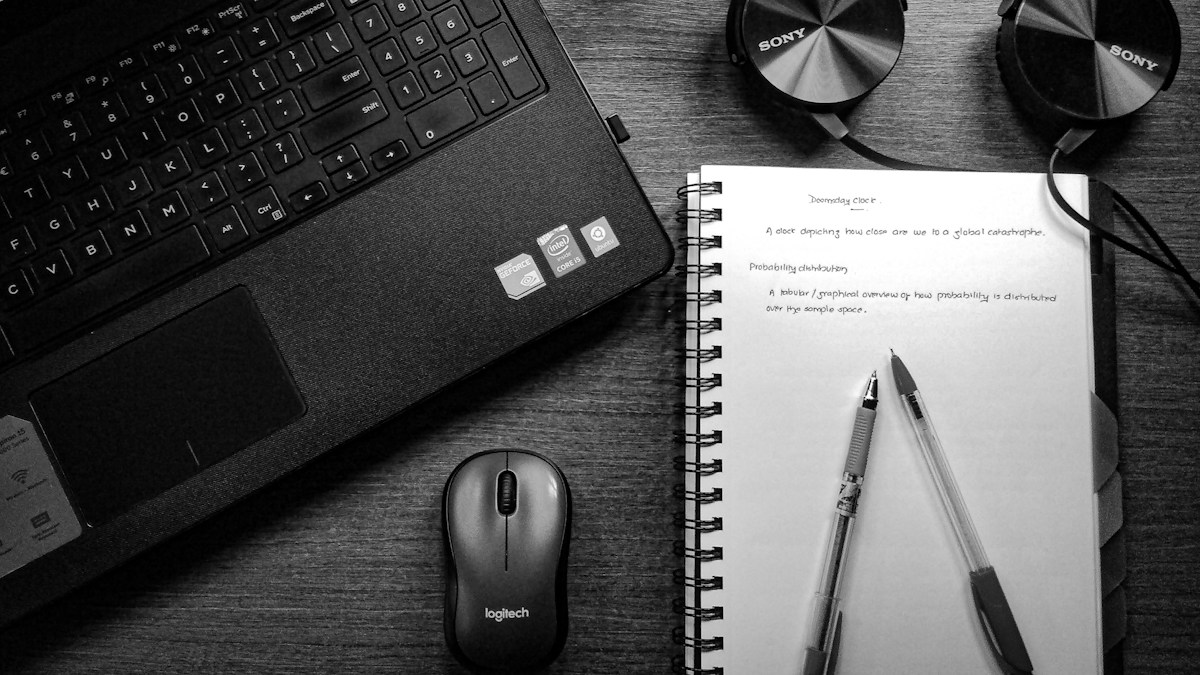 Computer desk used for focused language study