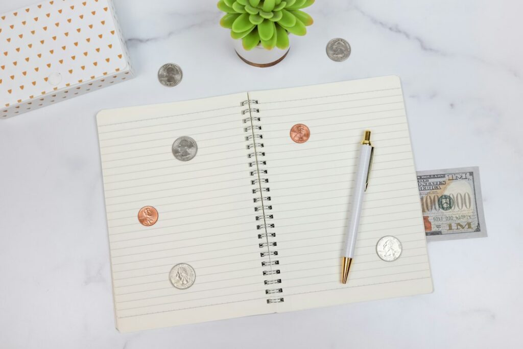 Emergency fund savings plan with cash and budgeting notes