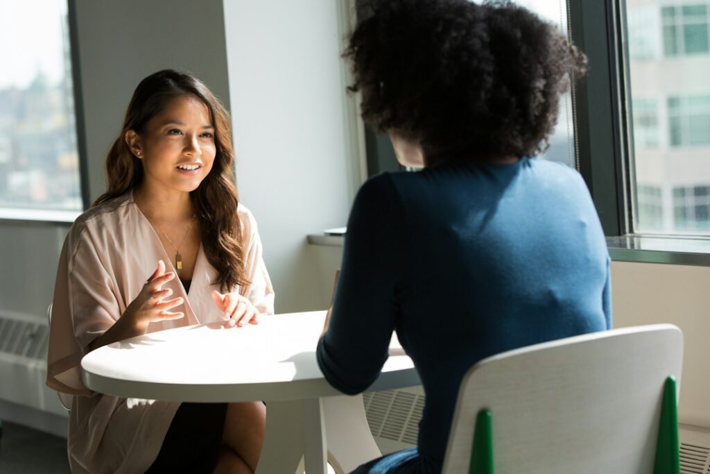 Professional calmly setting a boundary in conversation