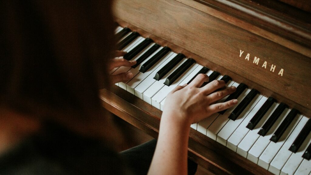 Piano keyboard used for beginner chord and sheet music practice
