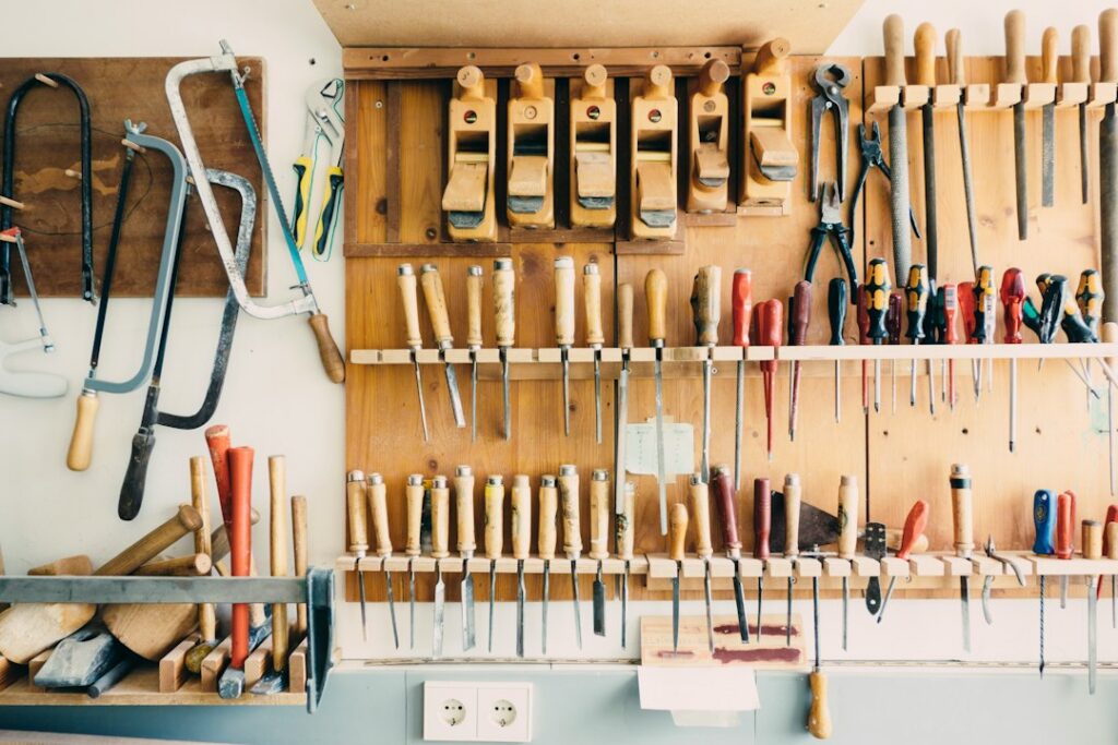 Woodworking tools in a workshop