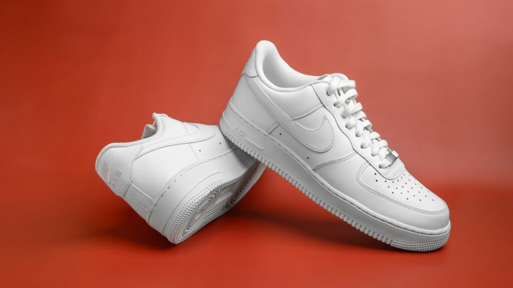 Pair of clean white sneakers for a shoe care guide
