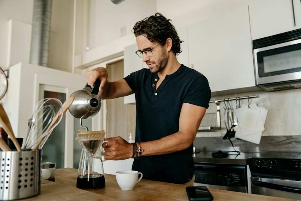 Man following a consistent daily habit routine