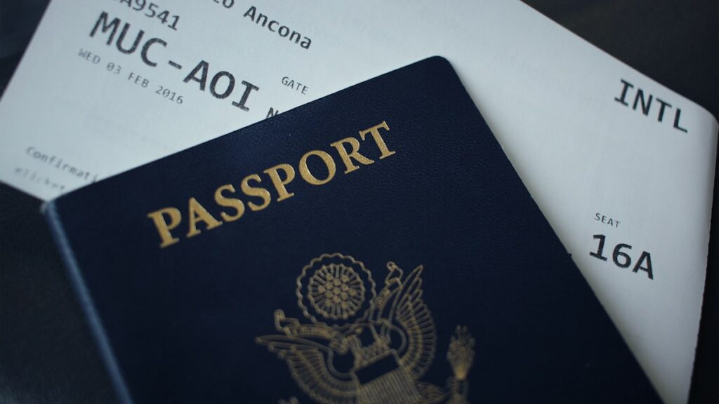 Passport and travel documents prepared for a trip