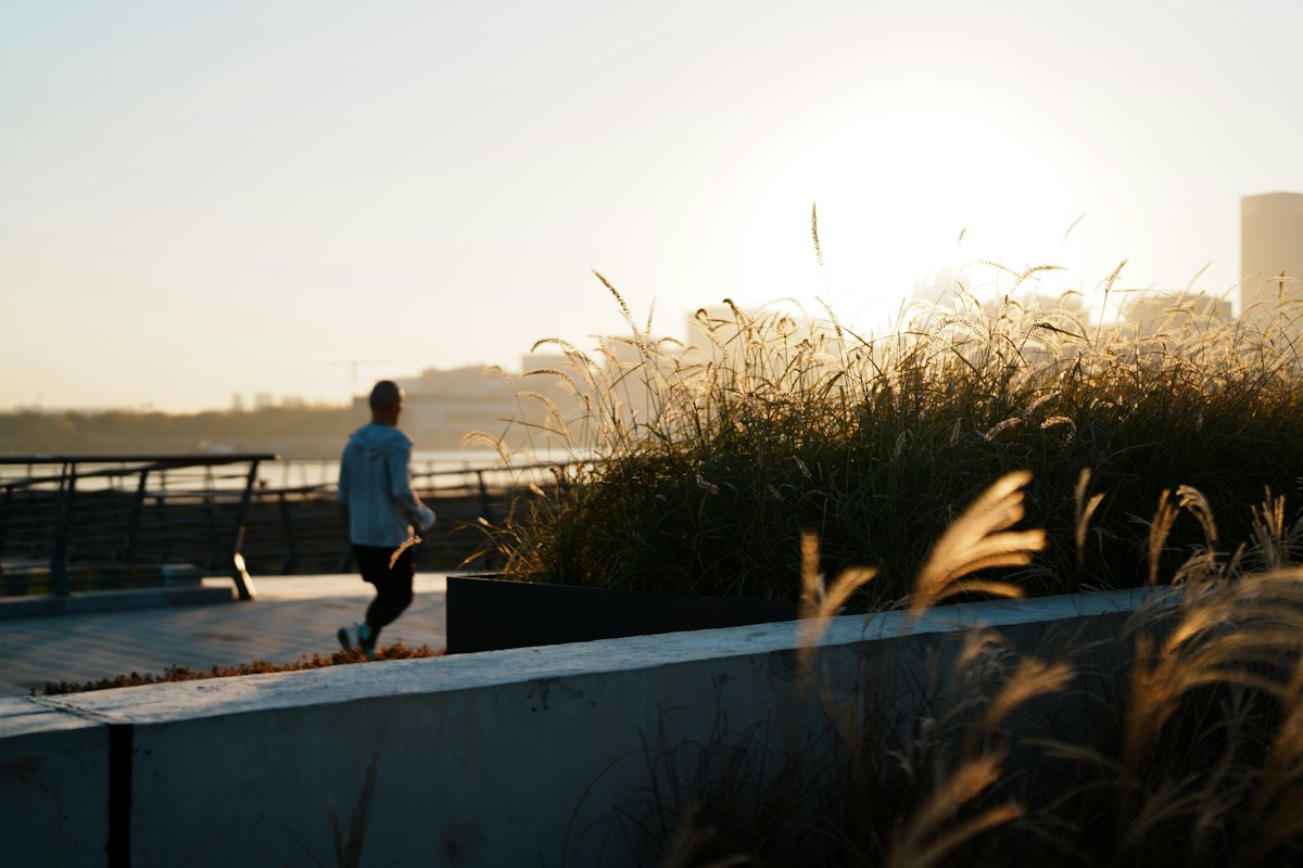 Jogger outside during an early morning routine