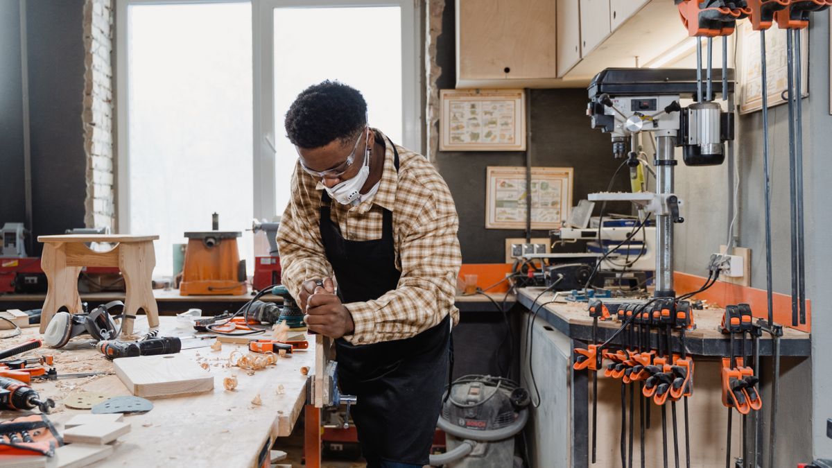 Man evaluating tools and equipment