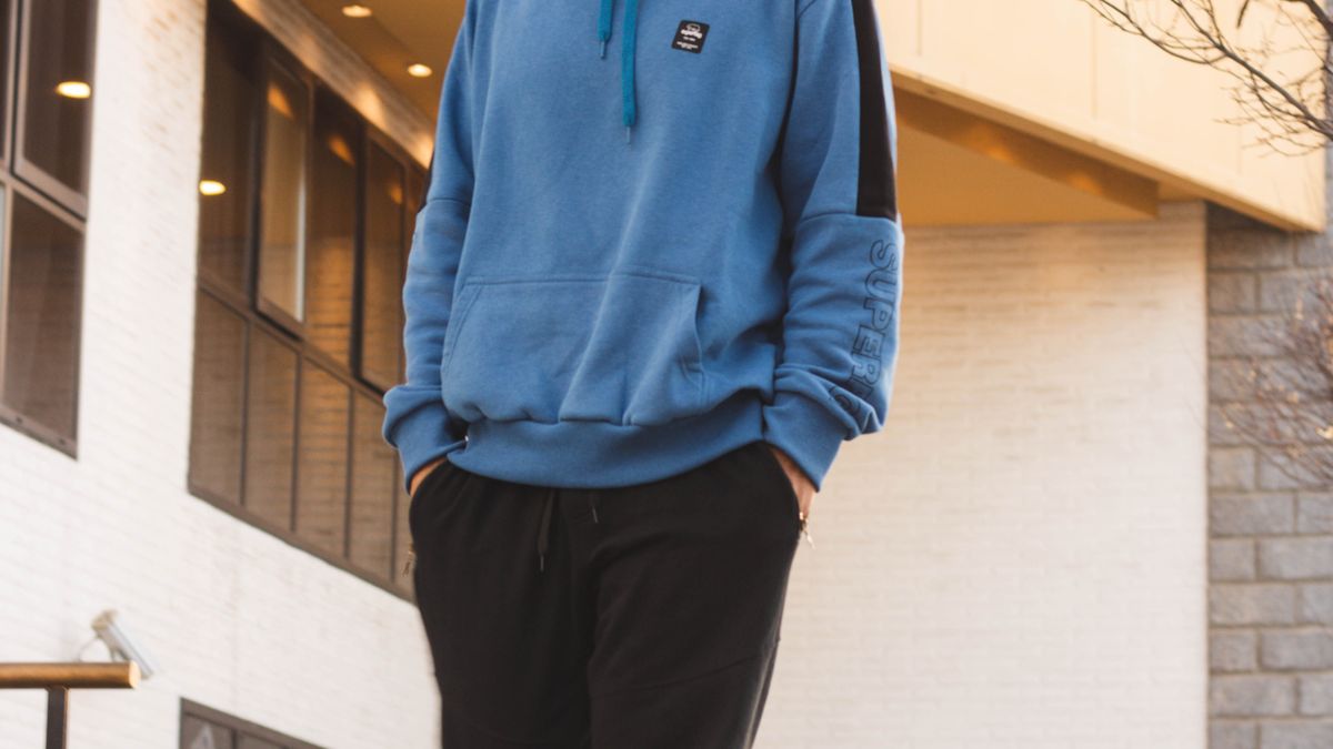 finished men's sweatpants fit example