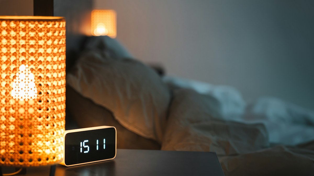Bedroom clock during a nighttime routine