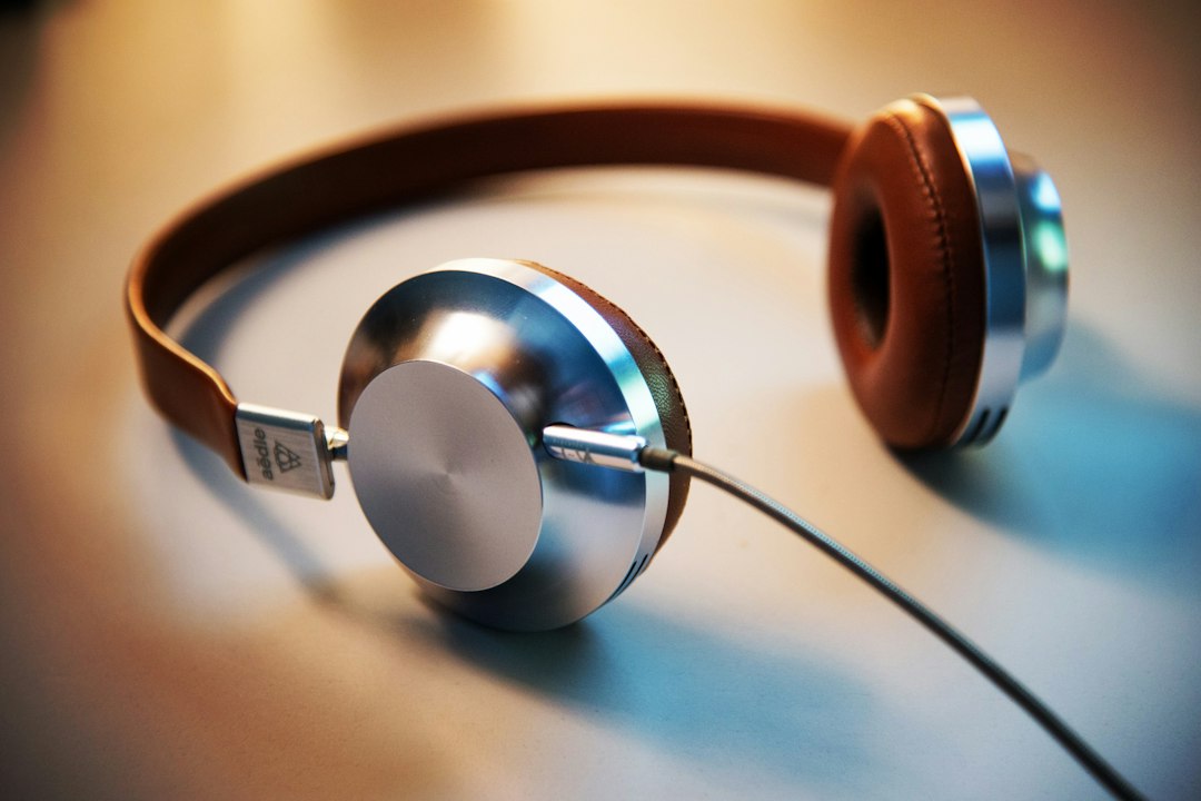 Person wearing over ear headphones
