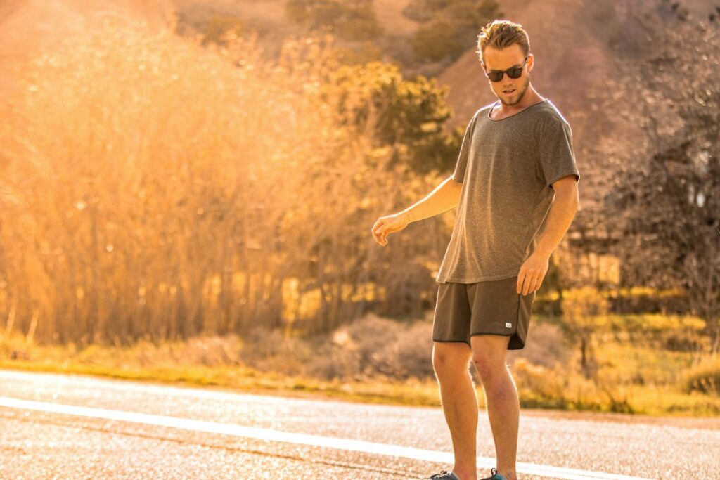 Man wearing casual shorts outdoors