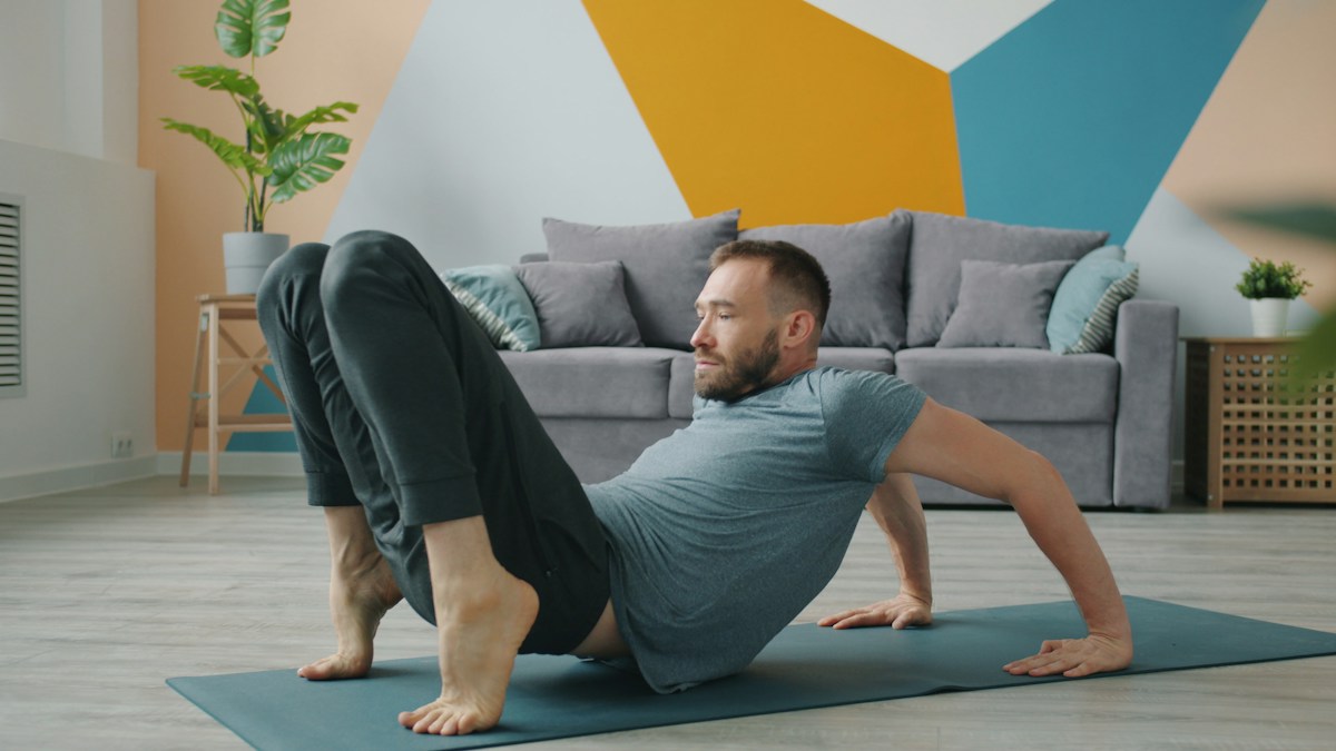 Man working out at home