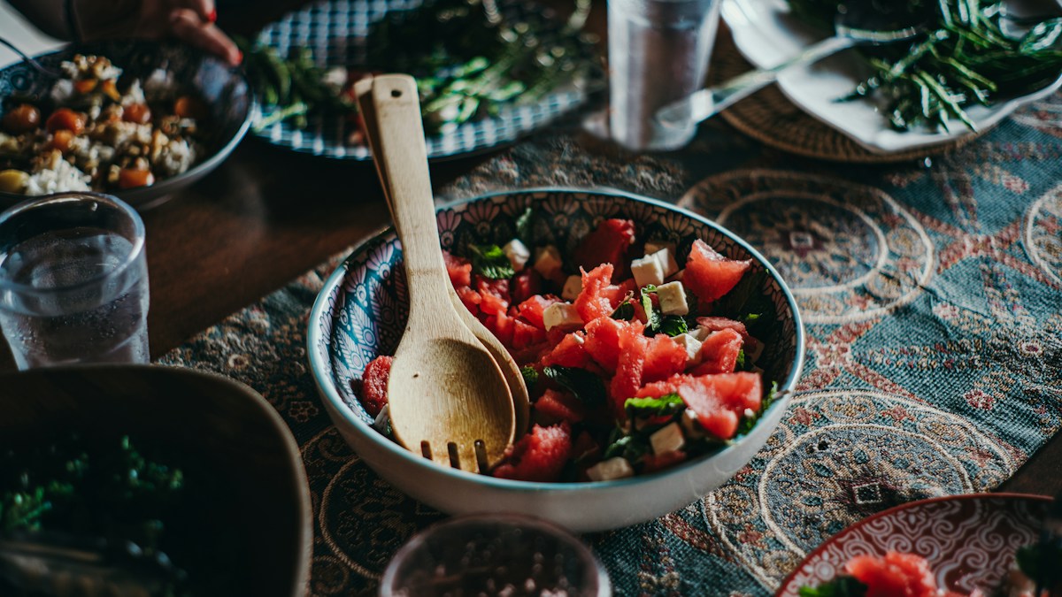Bowl of fresh watermelon salad