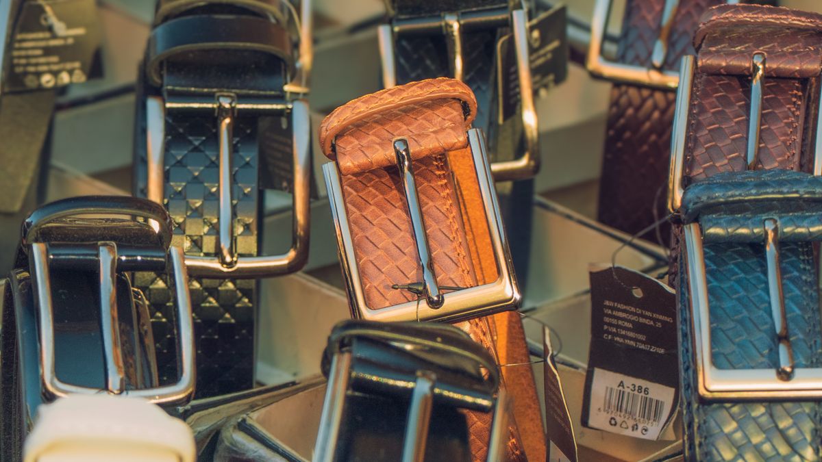 Several leather belts displayed in different widths