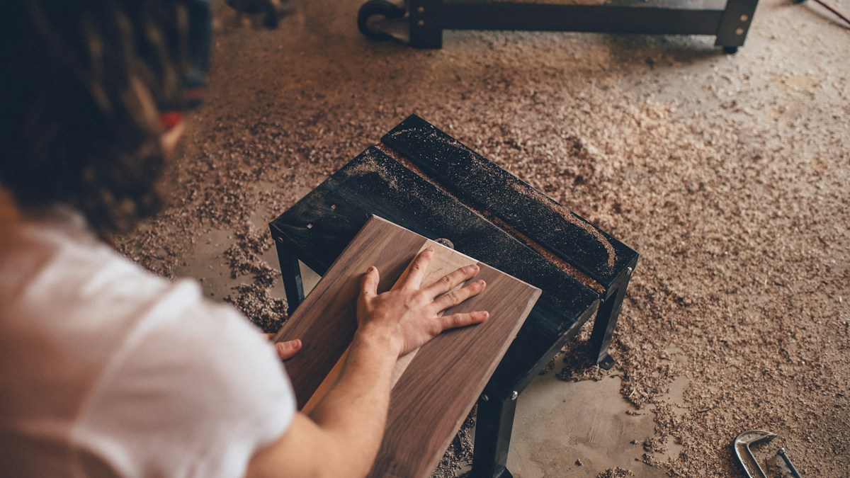 Woodworker working in a workshop