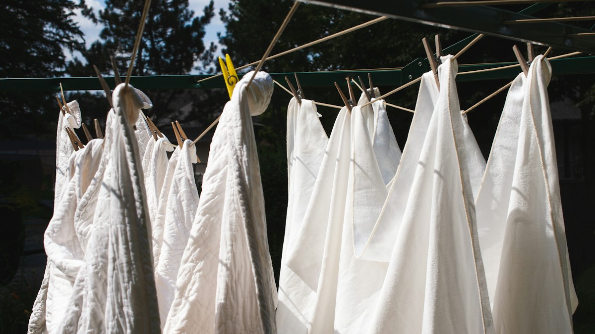Sheets hanging on line