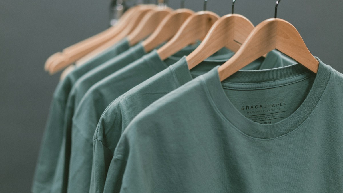 Cotton shirts hanging together