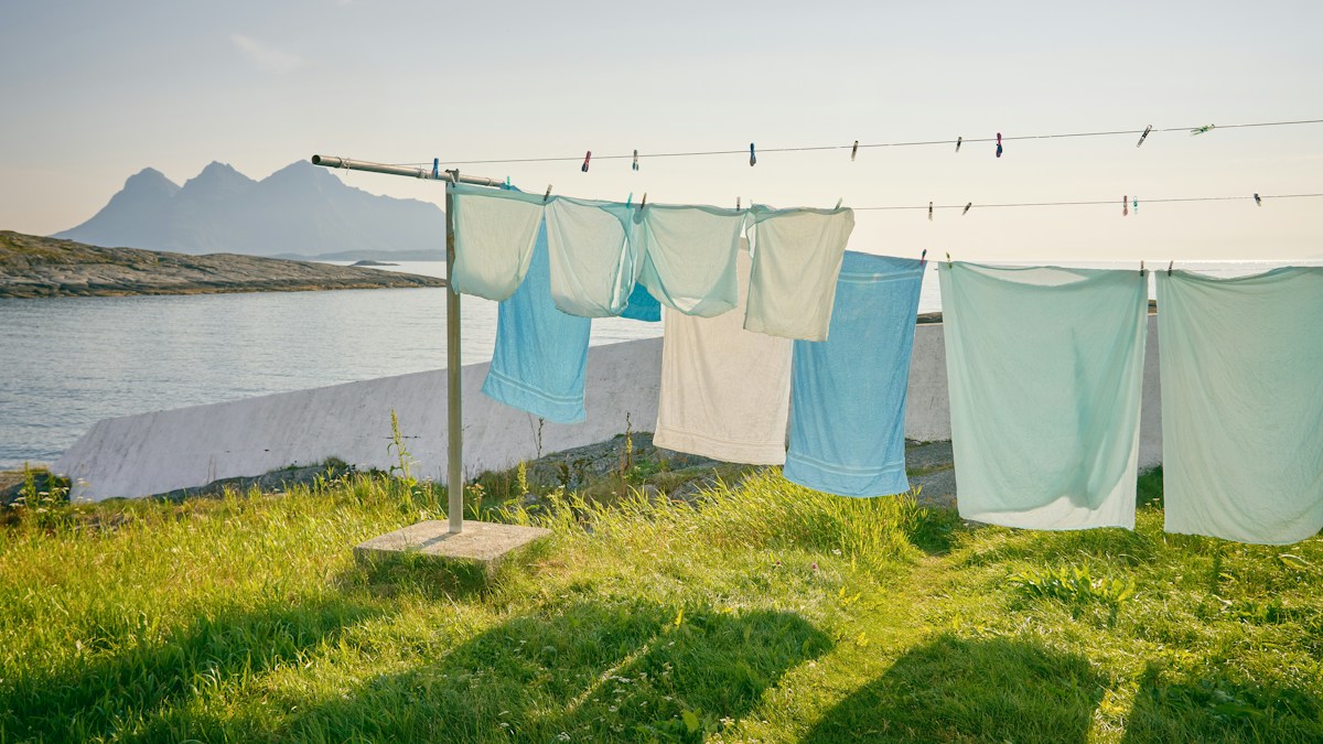 Garments air drying on clothesline