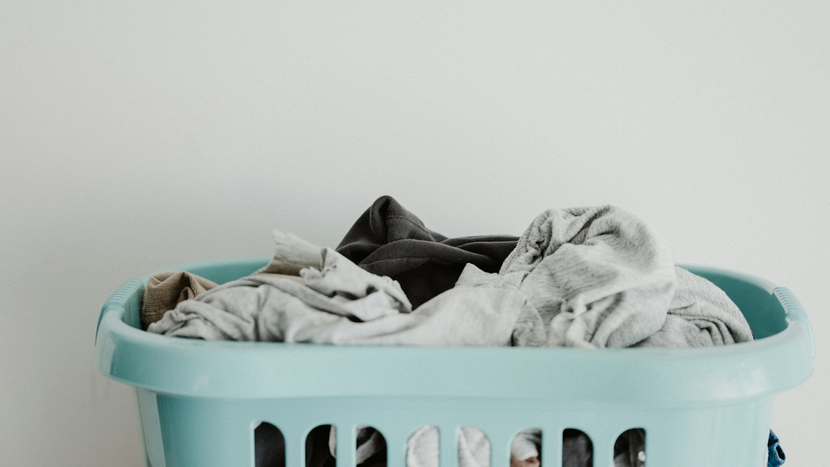 Basket filled with clean laundry