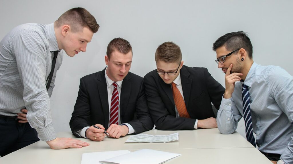 Business meeting with manager