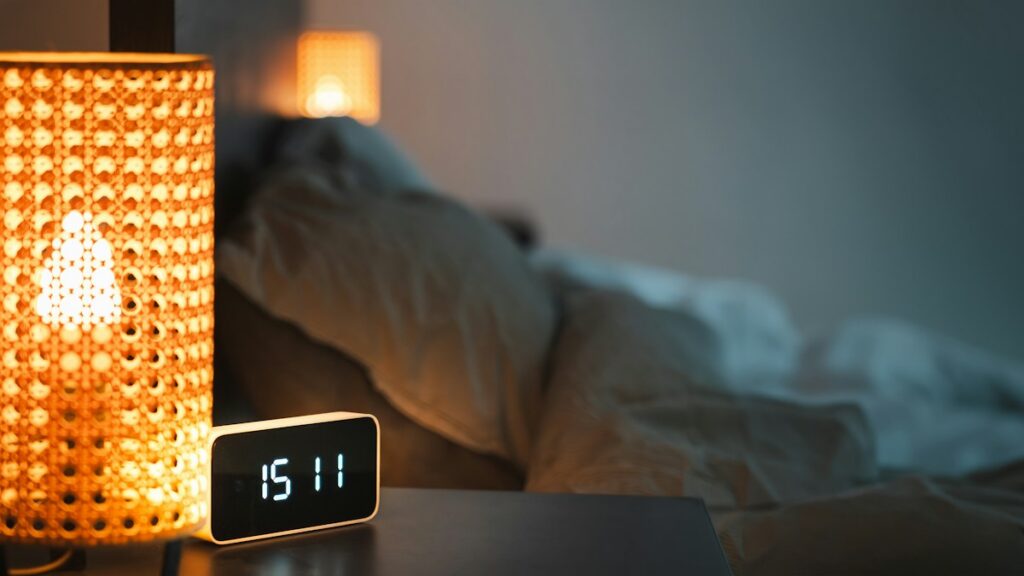 Nighttime clock by bed