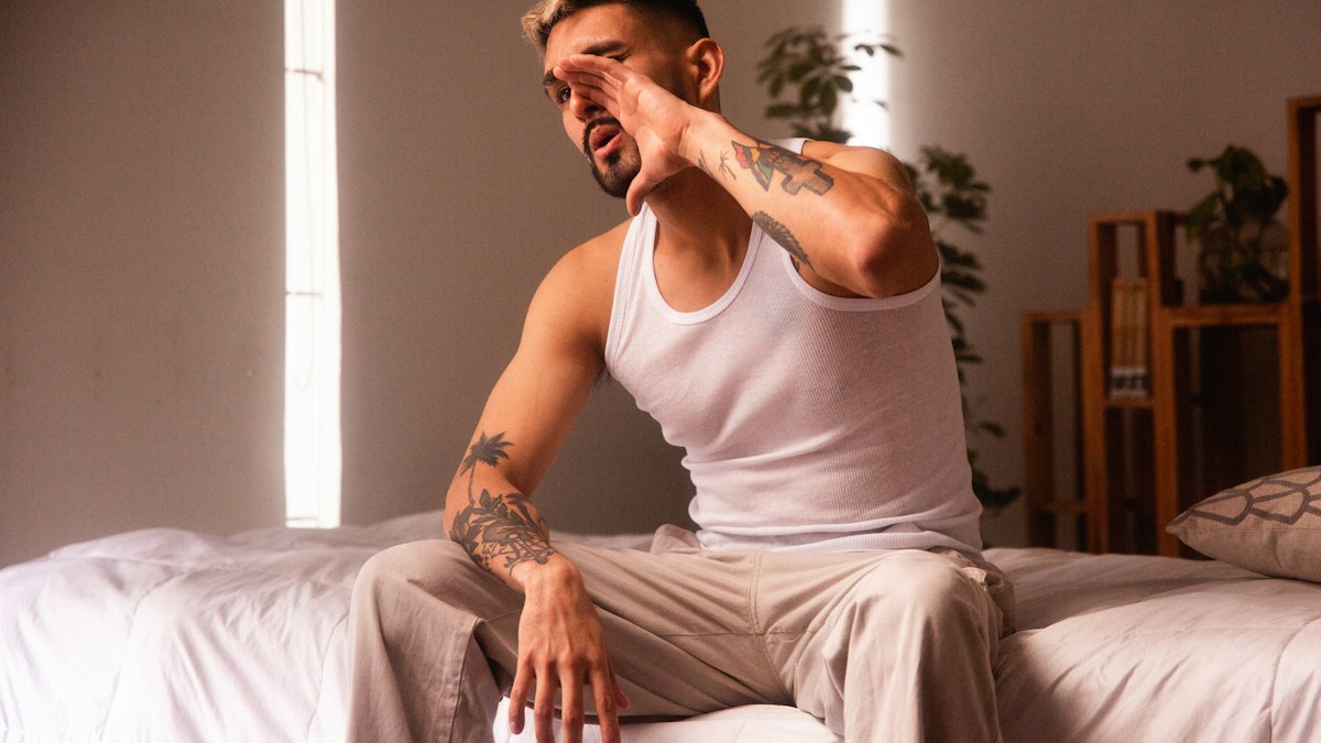 Man waking after sleeping