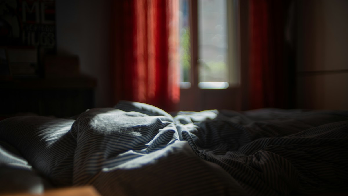 Bedroom in low light