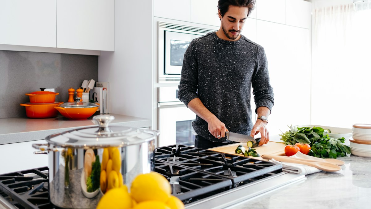 Man preparing vegetables