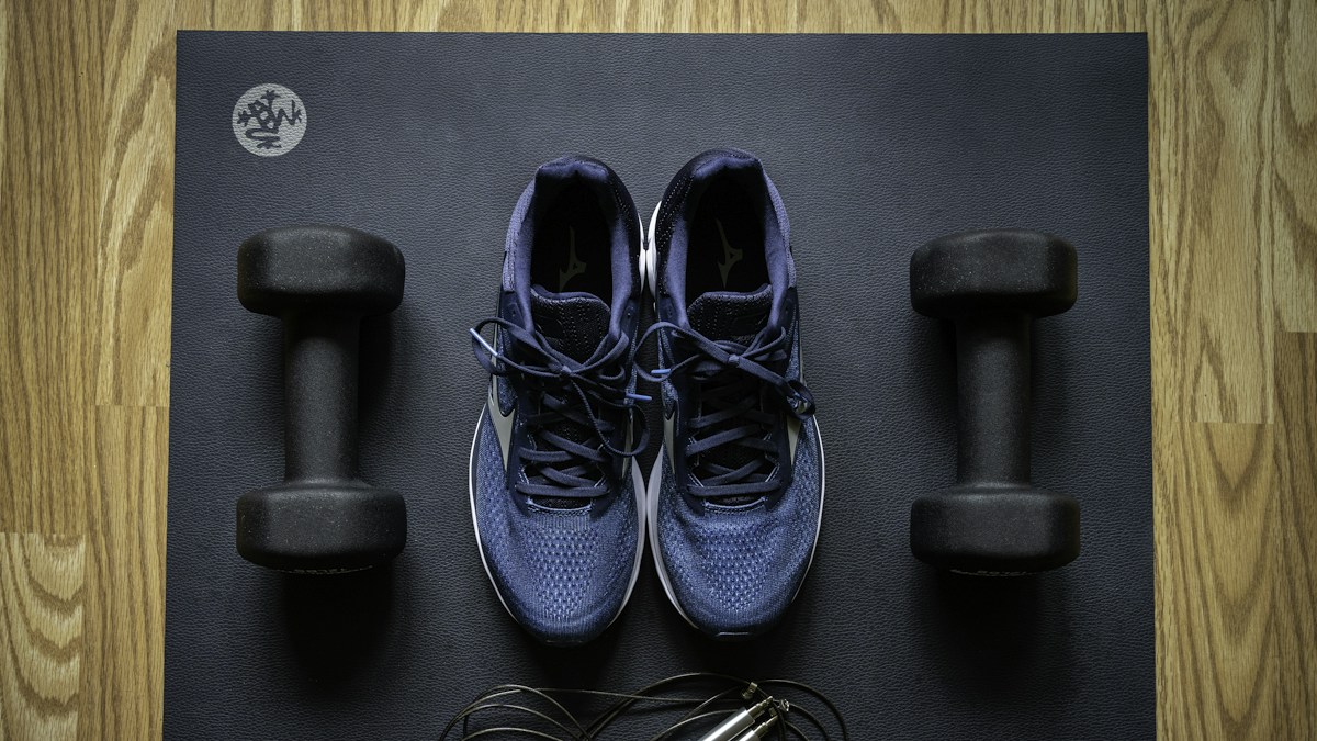 Dumbbells with running shoes