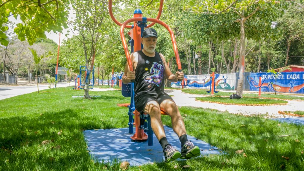 Mature man training at a gym