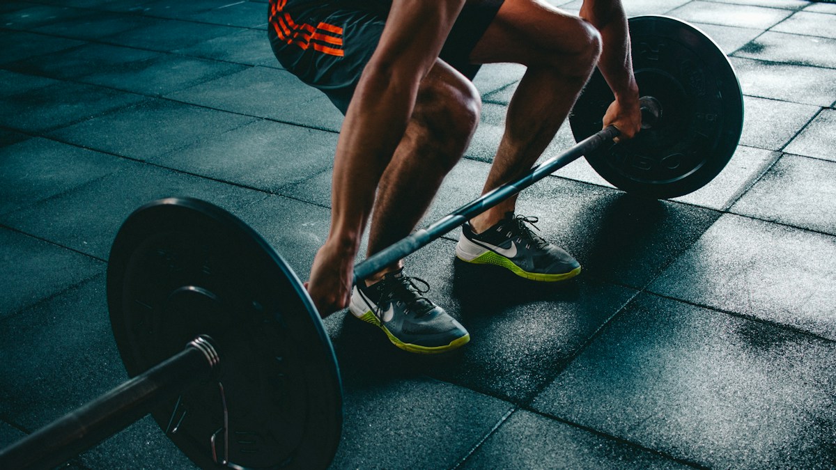 Man training with a barbell