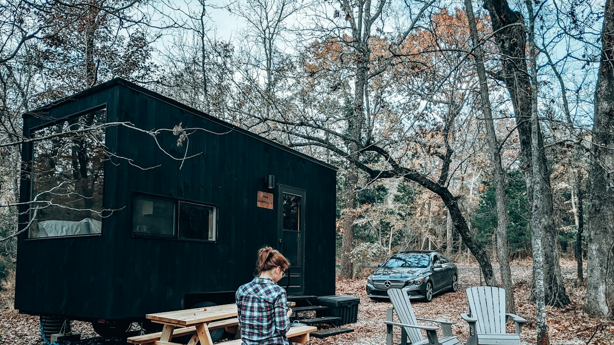 Small timber dwelling in a natural setting