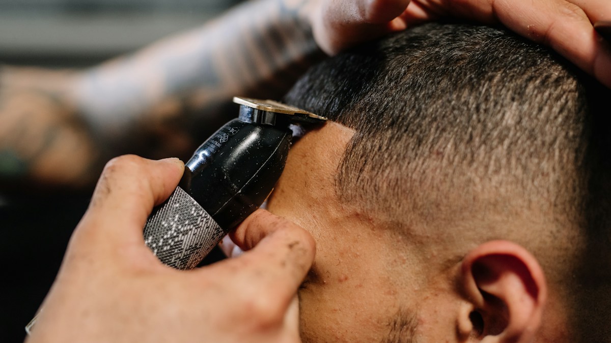 Man getting his hair trimmed
