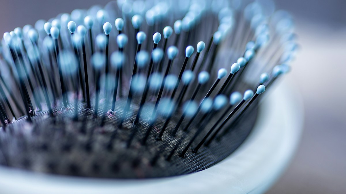 Close-up hairbrush bristles