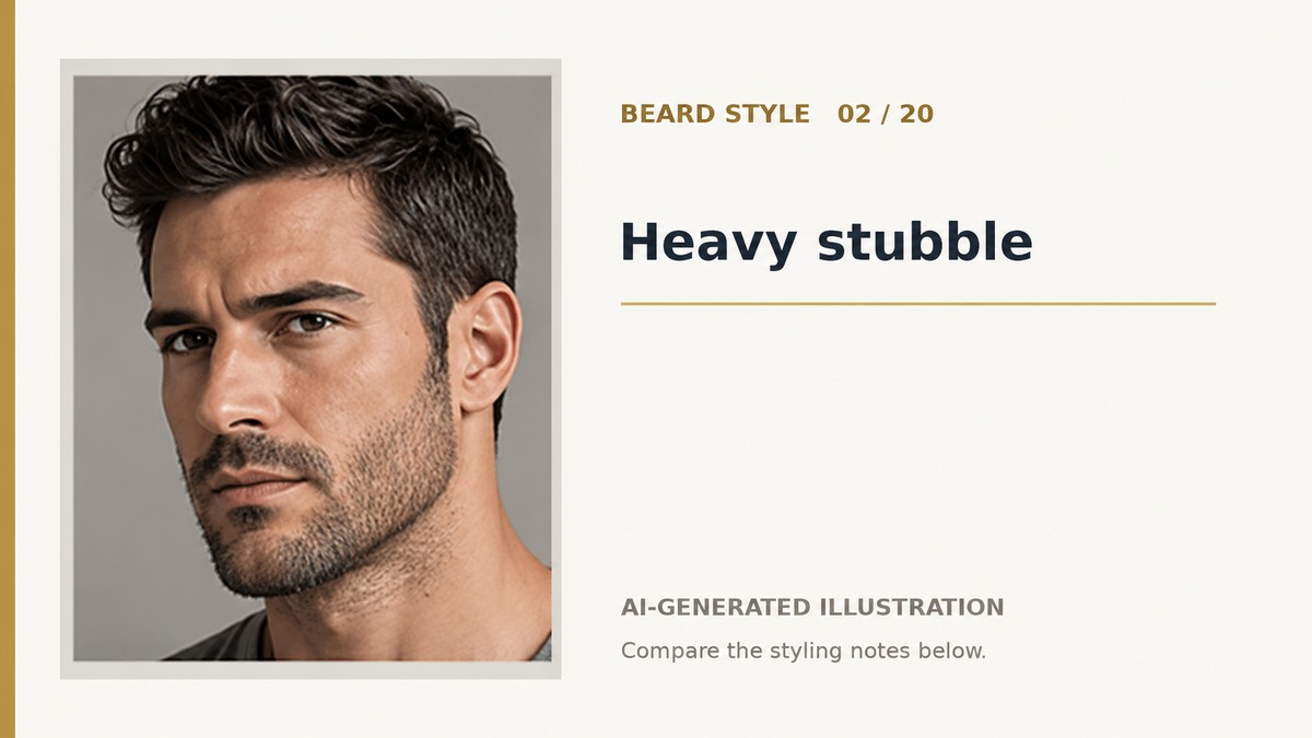 AI illustration of dense short heavy stubble lying close to the face