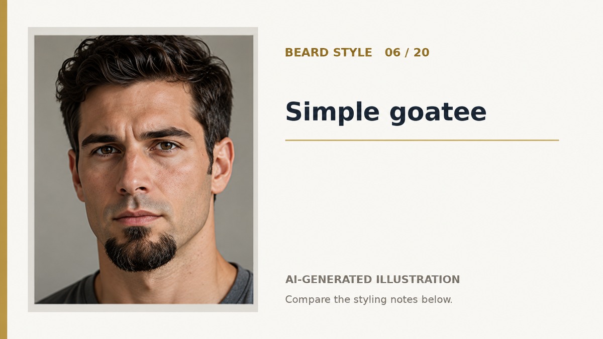 AI illustration of a compact chin-only goatee with a clean-shaven upper lip and cheeks
