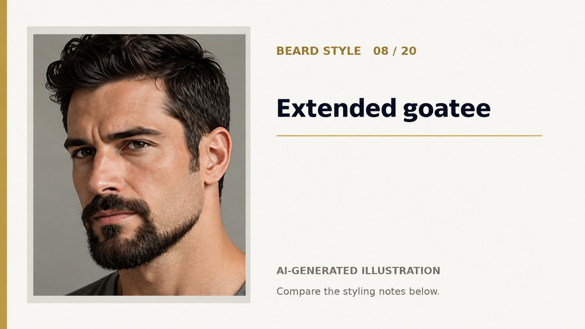 AI illustration of an extended goatee spreading along the lower jaw with open cheeks