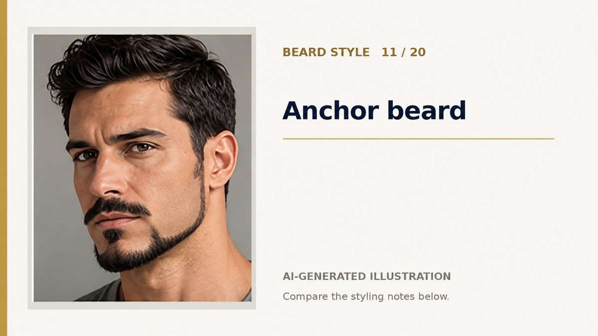 AI illustration of an anchor beard with detached moustache and narrow shaped lower-jaw lines