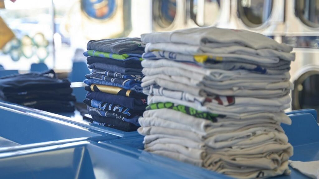 Folded clean laundry