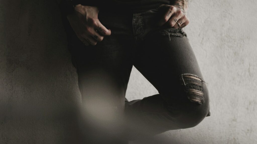 Man wearing black jeans