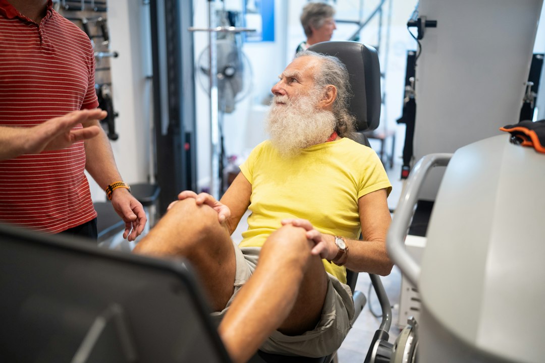Mature man exercising