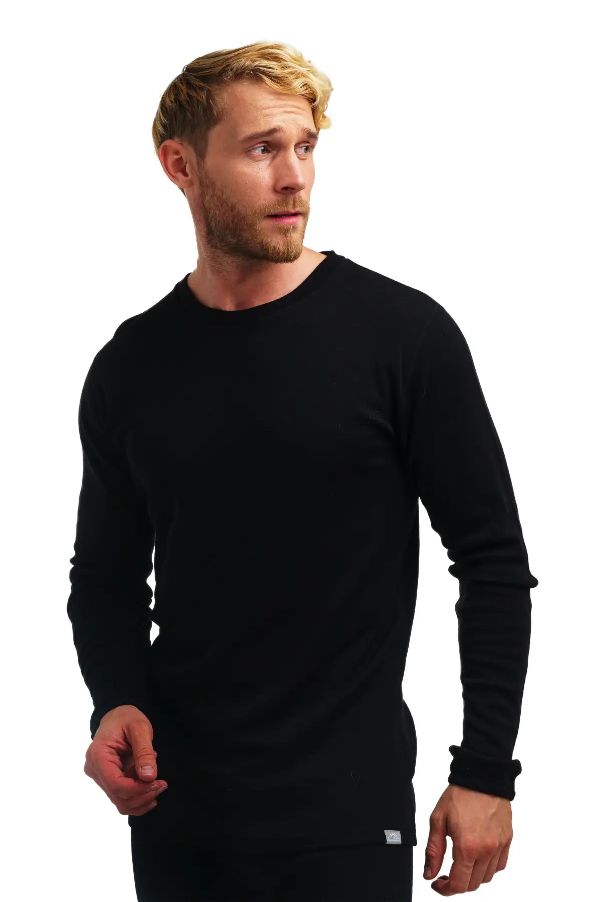 Black Merino Tech men's long sleeve 250 merino wool base layer top