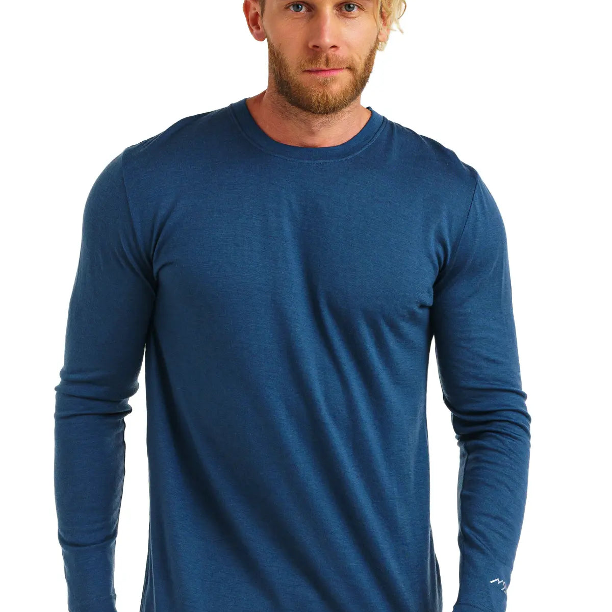 Denim blue lightweight merino long-sleeve shirt from Merino Tech