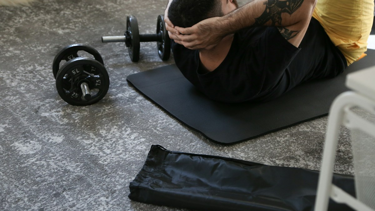 Man exercising with weights