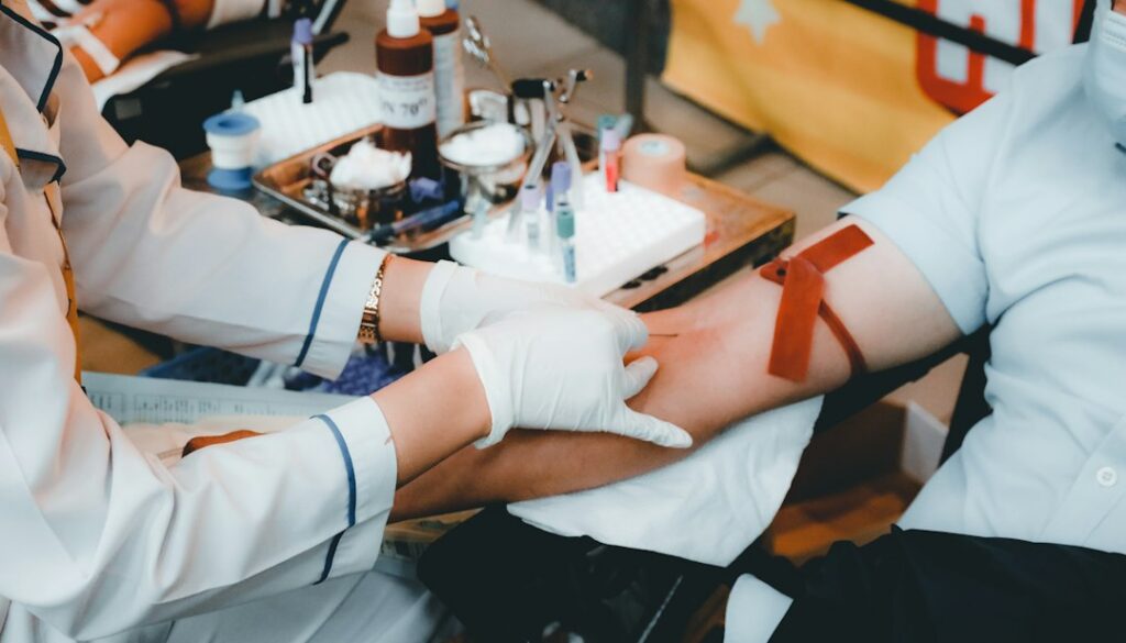 Blood being drawn for laboratory testing