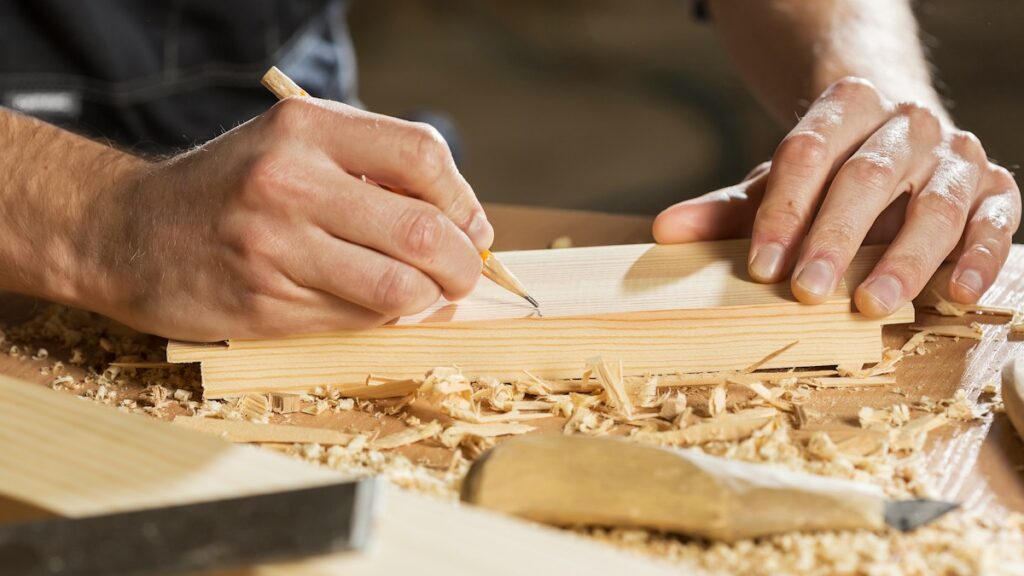 Woodworker working in a workshop