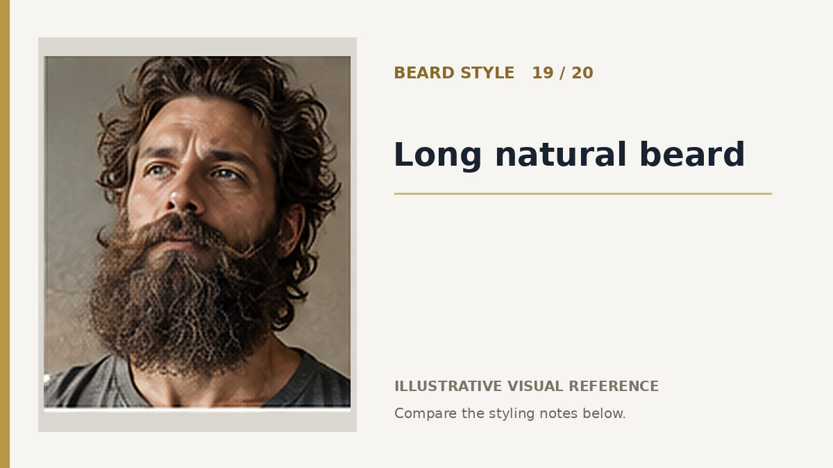 AI illustration for long natural beard beard look